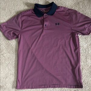 Under Armour Men's Striped Polo Shirt - Pink/Navy